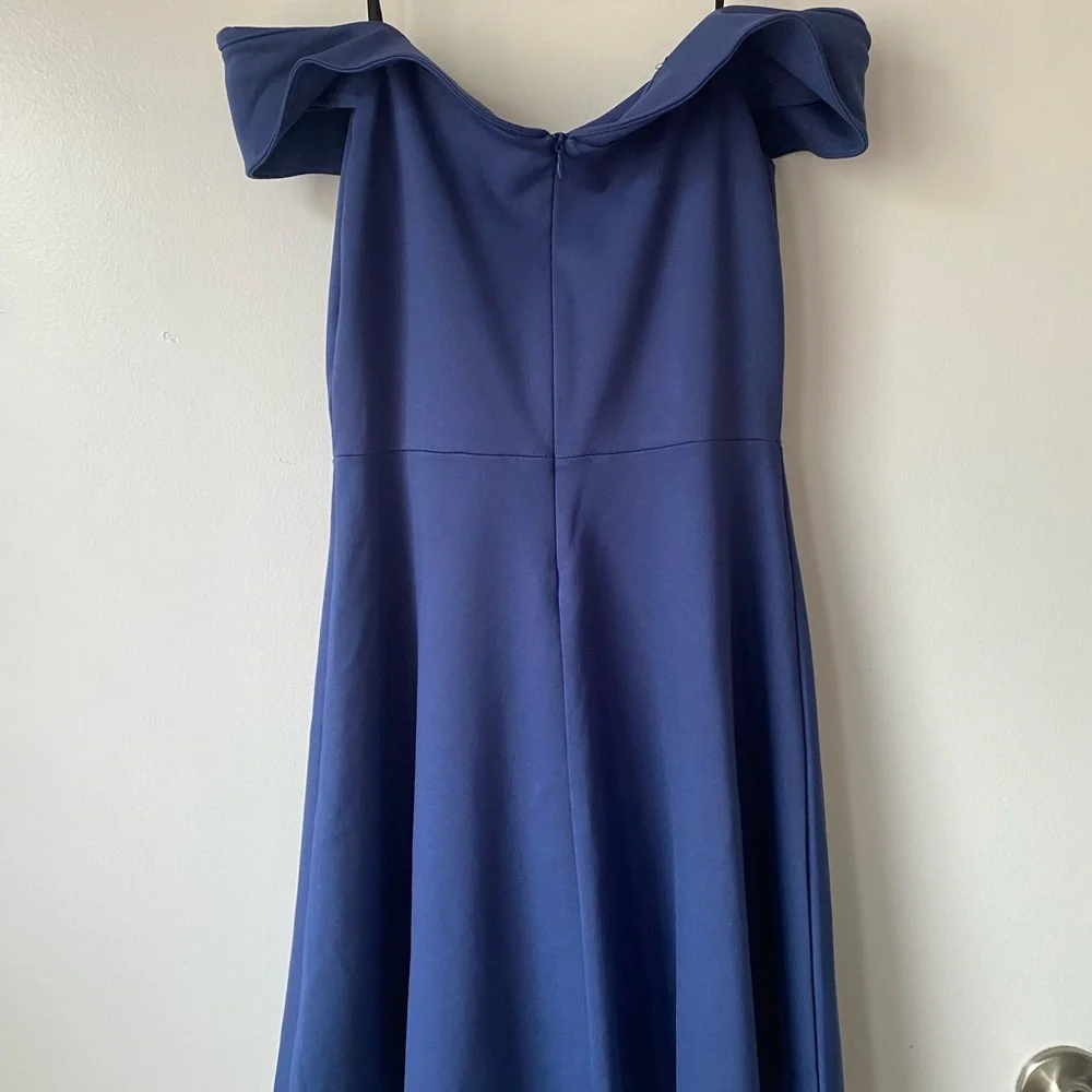Lulu's Blue Off-Shoulder A-Line Dress for Weddings - Picture 3 of 4